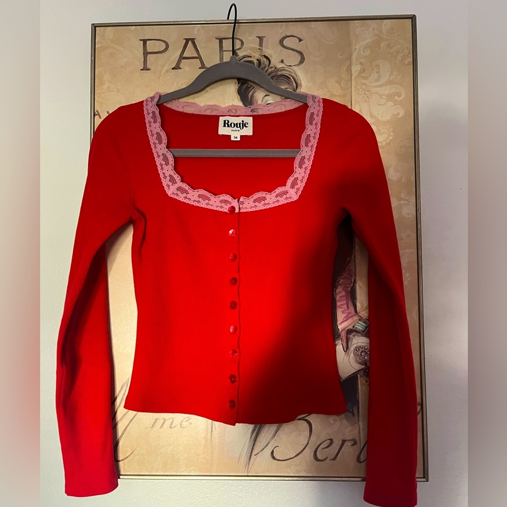 Rouje Eugene Cardigan Top red XS